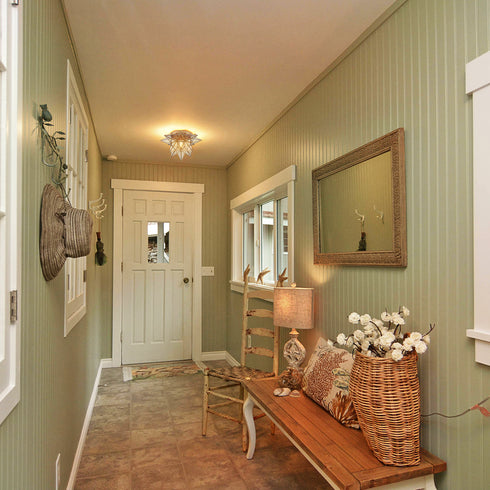 Brass Moravian Star Ceiling Light, 18-in, Transparent Glass